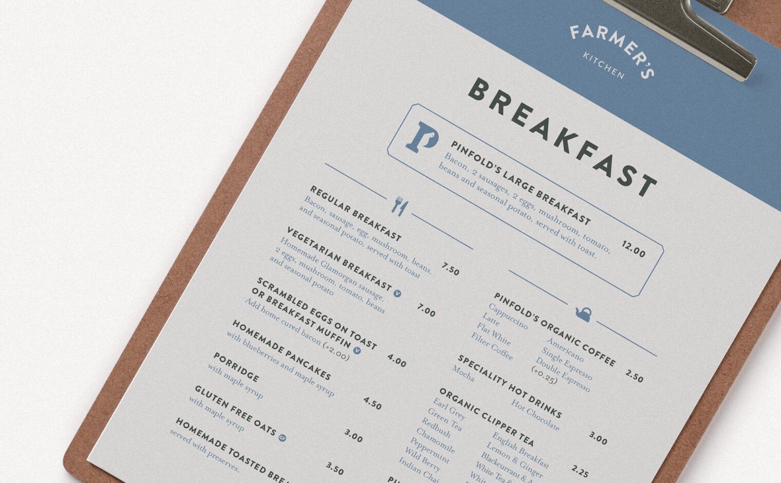 Pinfold Farm Shop breakfast menu detail