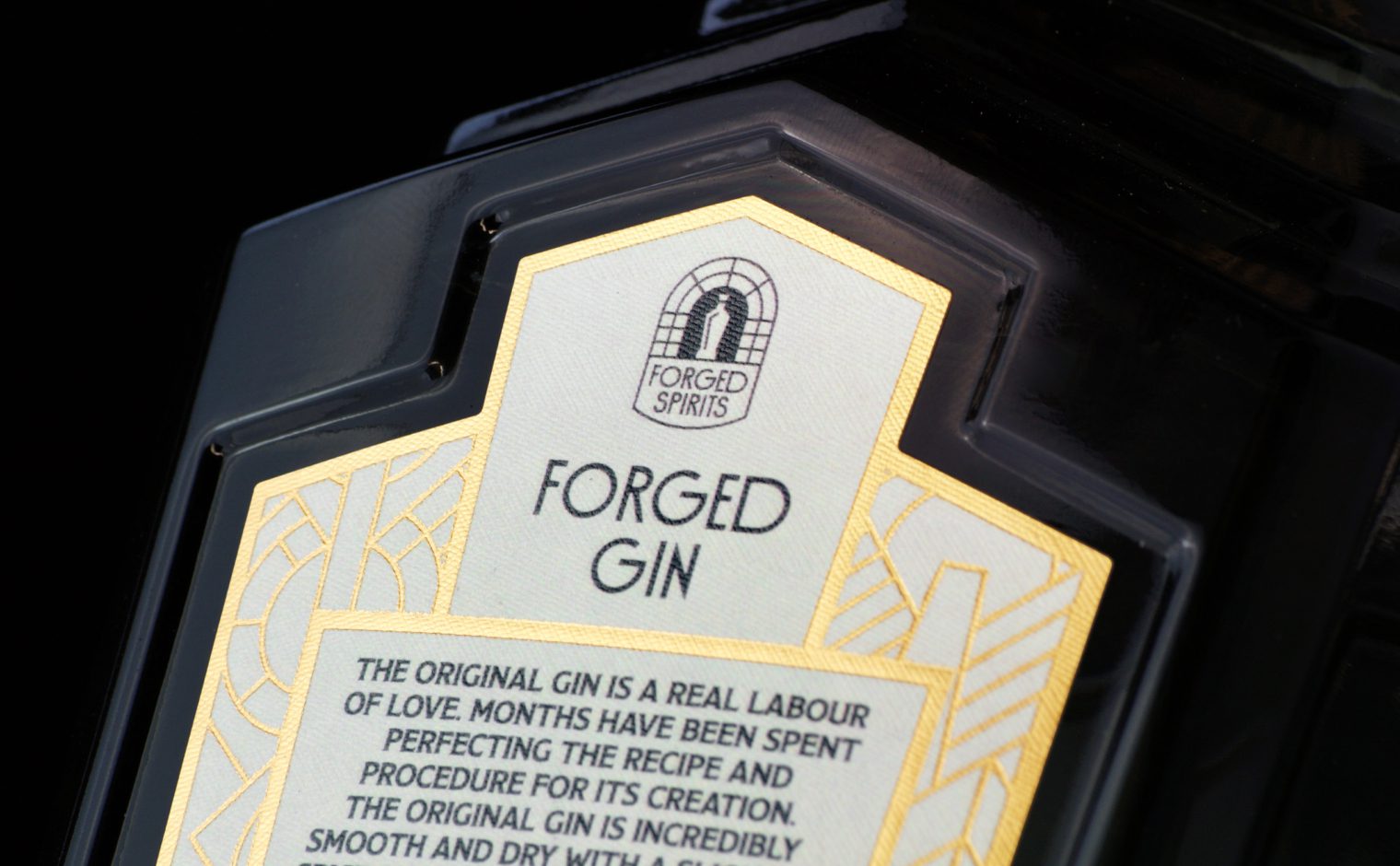 Forged Spirits Gin Bottle Gold Foil Detail