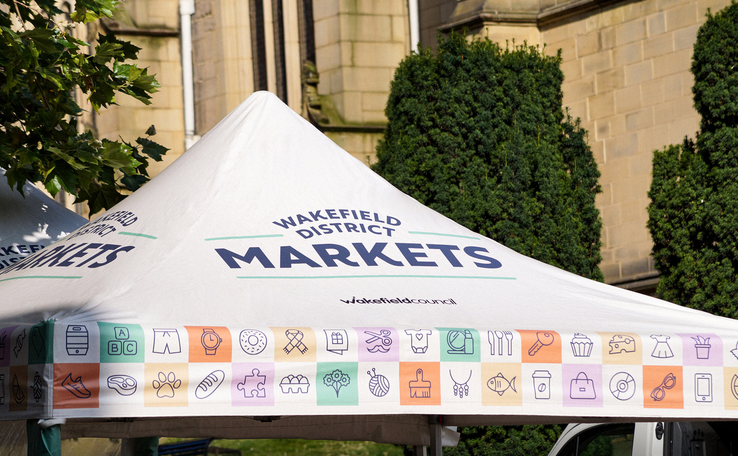 Wakefield District Markets Brand Identity - Wakefield Market Outdoor Gazebo Stall