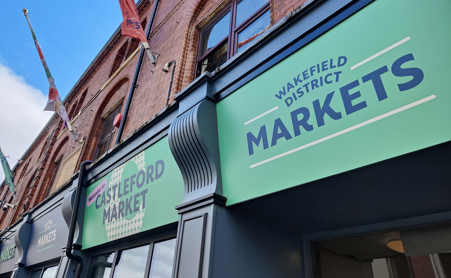 Wakefield District Markets Brand Identity - Castleford Market Exterior Signage