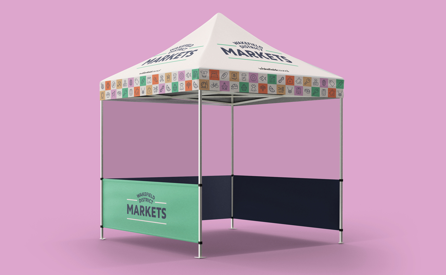 Wakefield District Markets Brand Identity - Gazebo design for outdoor market stall