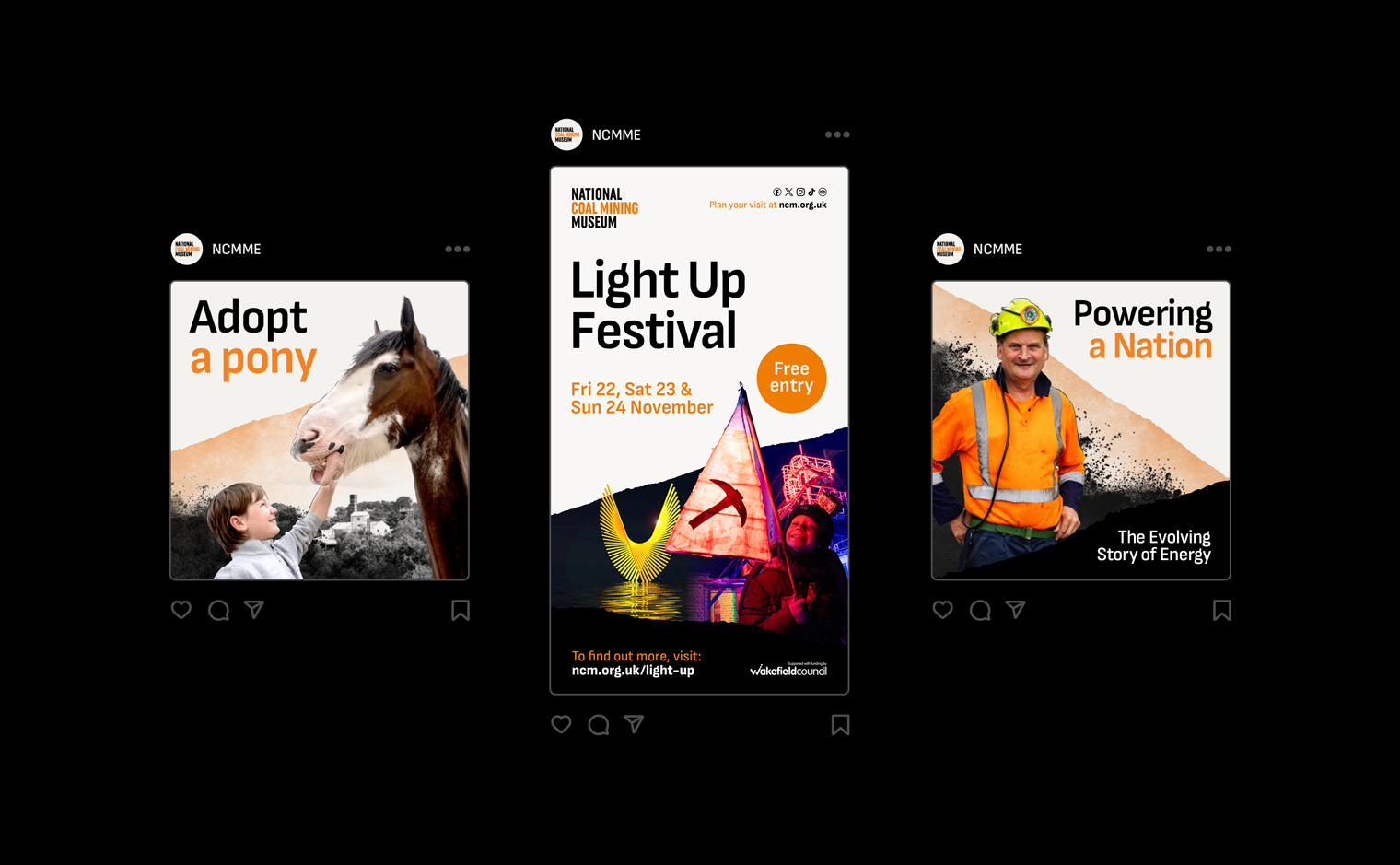 National Coal Mining Museum Brand Identity - Social Posts