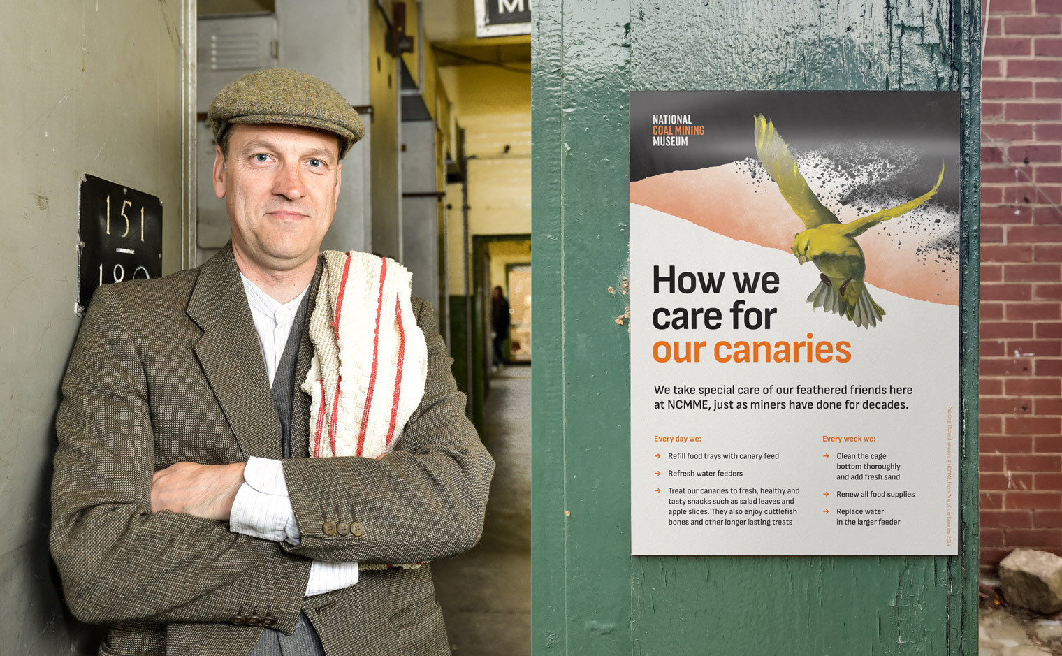 National Coal Mining Museum Brand Identity - 'How we care for our Canaries' Sign