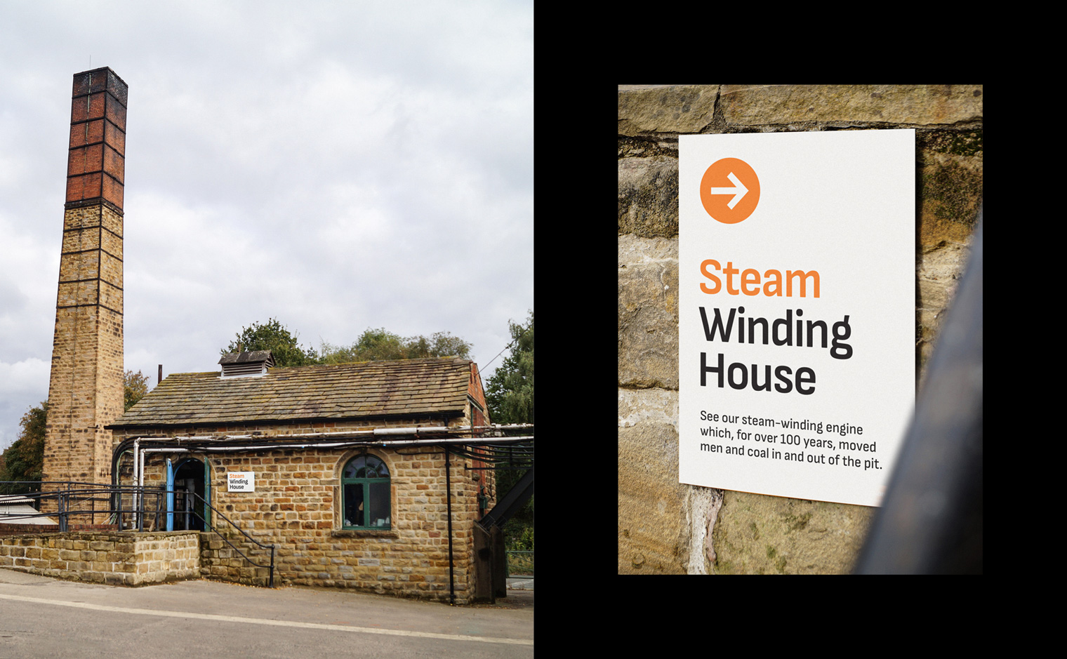 National Coal Mining Museum Brand Identity - Steam Winding House Sign